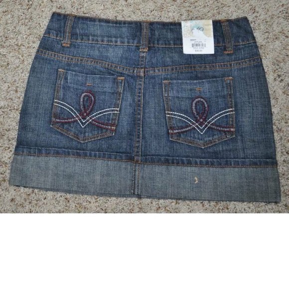 Womens Denim Skirt SO Medium Blue 5 Hemmed Jean Mini Faded Cotton Summer 4 Pkt - Picture 2 of 2